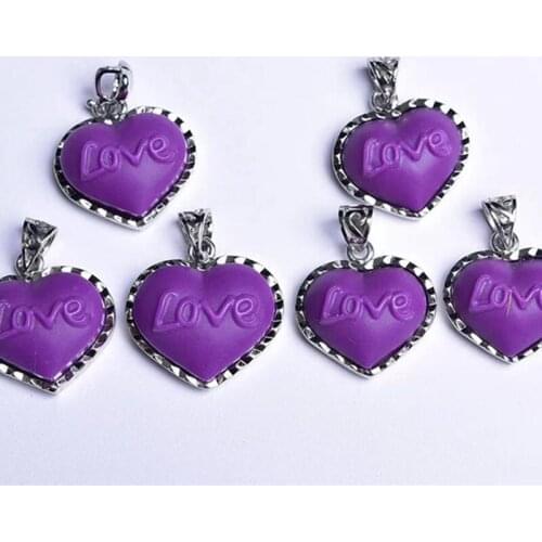 1PC Natural Crystal Heart Pendant Ornament purple lepidonite mica Mineral Jewelry Couple Decoration Men & Women DIY Gifts Acc