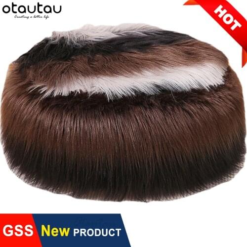 Fluffy Round Pouf Sofa Cover Footrest Faux Fur Bean Bag Ottoman Case No Stuffed Beanbag Chair Footstool Puff Floor Corner Seat