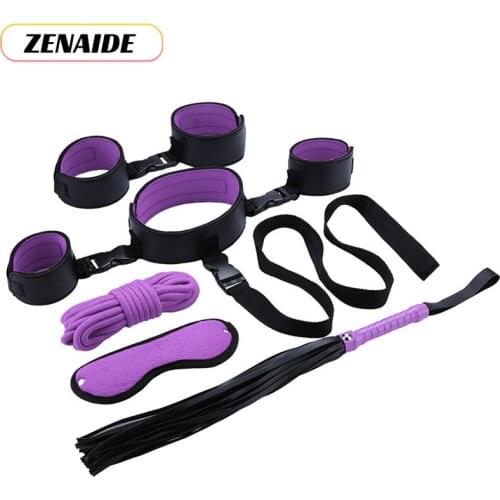 Adjustable SM Sex Toys Slave Restraints Bondage Handcuffs Whip Adult Game PU Leather Leash Collars Sex Posture Aider for Couples