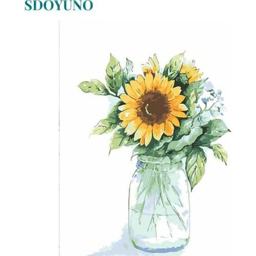 SDOYUNO 60x75cm Painting By Numbers Kits DIY Flowers Paint By Numbers On Canvas INS style Frameless Digital Hand Painting