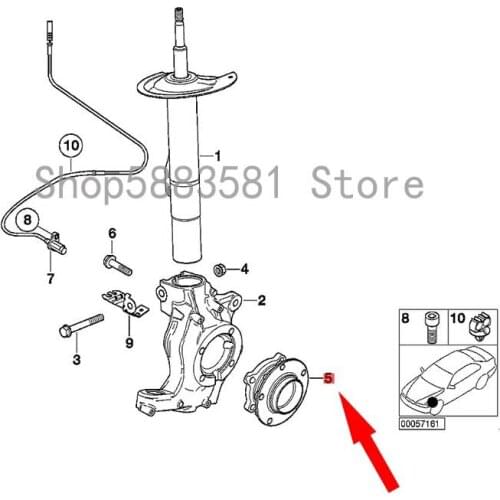 CAR front wheel axle head hub with front bearing bm wE52 Z8 E52 ALPINA V8 E52 Z8 front wheel bearing hub axle head