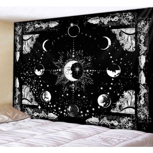 Sun Moon Mandala tapestry Indian witchcraft tapestry Bohemian decorative hippie, living room home decoration mattress