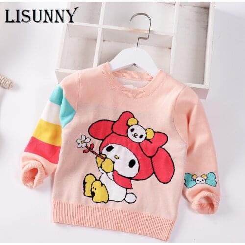 Girls Sweater 2021 Autumn Winter Bow Cartoon Princess Baby Jumper Children Sweaters Toddler Pullover Kids Knitted Clothes 2-7y