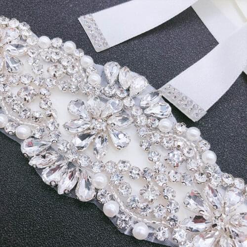 Jeweled Bridal Belt Applique Rhinestone Wedding Belt Sash for Party Prom Evening Dresses Gown cinturones de fiesta B27