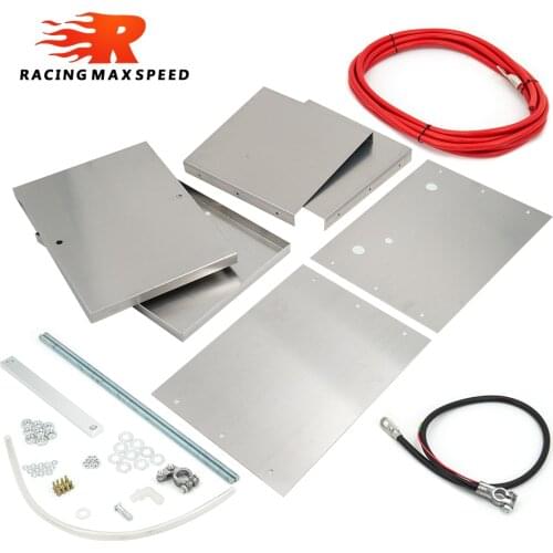 Universal Fabricated Polished Aluminum Battery Box and Relocation Kit