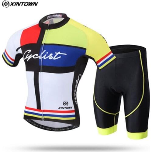 XINTOWN Team Mens Short Sleeve Ropa Ciclismo Maillot Cycling Jersey Set Mountain Bike Clothing Breathable Bicycle Clothes