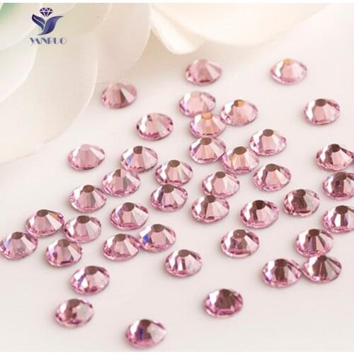 YANRUO 2058HF SS16 3.8-4.0mm Light Rose Strass Iron on Crystal cristales para ropa Hot-fix Rhinestones Stones HotFix Dresses
