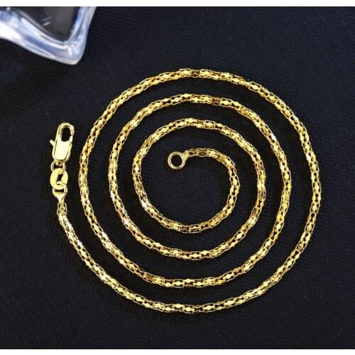 Bright 2MM Gold Color Chokers Necklace Collar Femma DIY Simple Necklace Accessories Multiple Length Models Twisted Chain Jewelry