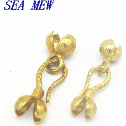 SEA MEW 10 Sets Raw Brass Beads Clasps Hooks Connectors For Jewelry Making 19.5mm*11mm/ 22.8mm*12.5mm