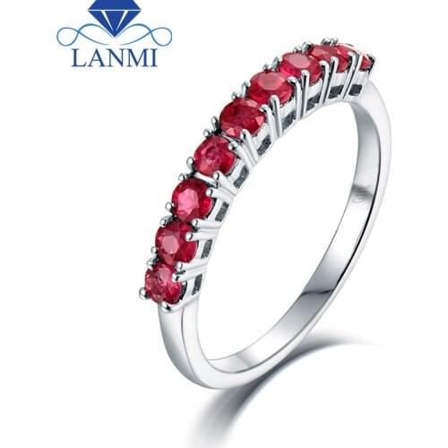 Female Fine Jewelry Oval Natural Ruby Real 18k White Gold Diamond Rings Wholesale Special Design For Women Birthday Gift