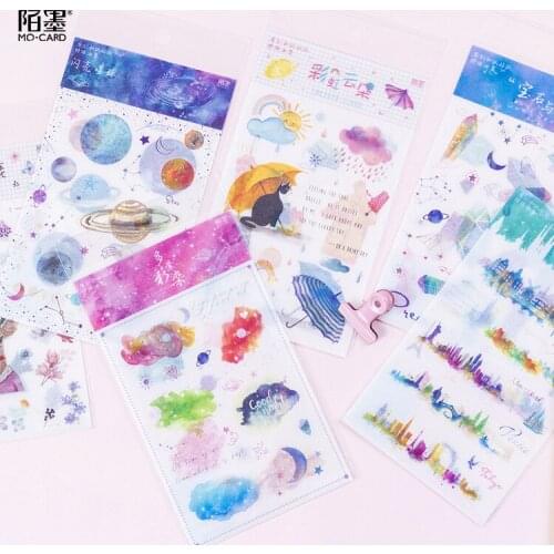 2sheets/pack Stationery Stickers Color Bronzing Planet Diary Planner Decorative Mobile Stickers Scrapbooking DIY Craft Stickers