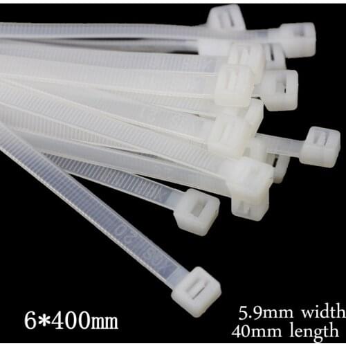 250PCs Wire Self-Locking 6*400mm Black Nylon Plastic Network Cable Wire Zip Tie Cord Strap Plastic Zip Trim Wrap Cable Loop Ties