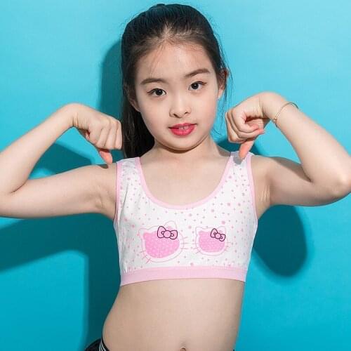 4pc/lot Teens Girls Sports Bra Puberty Underwear Wireless Teenager Girls Bra Cotton Young Girls Training Bra 8-14Y