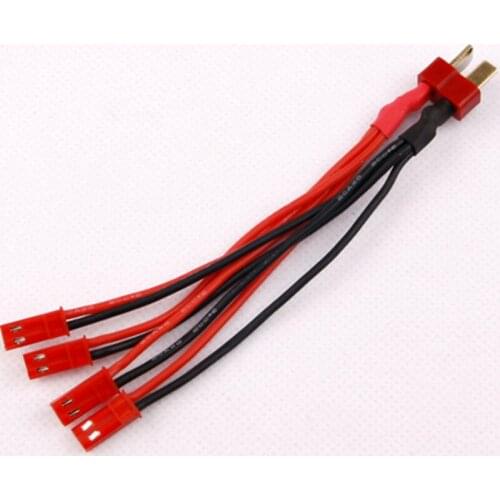 5pcs/Lot 1 Male T Plug to 4 Female JST Connector Quality Silicone Wire Battery Connect Multi-copter Power Cable Adapter