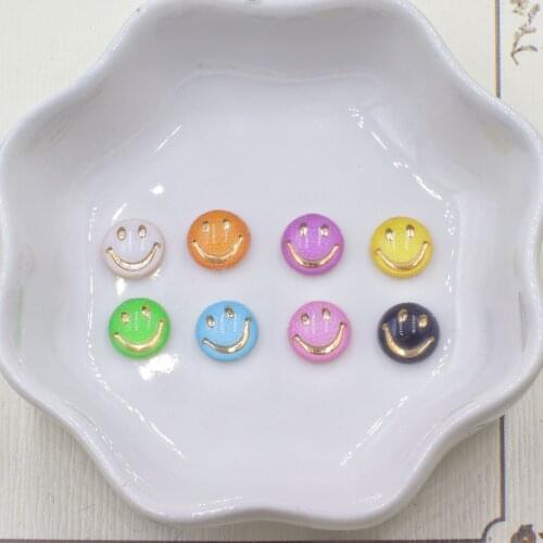 50pcs of Colorful Smiley crystal flat back nail art decoration 8mm Exquisite DIY Accessories