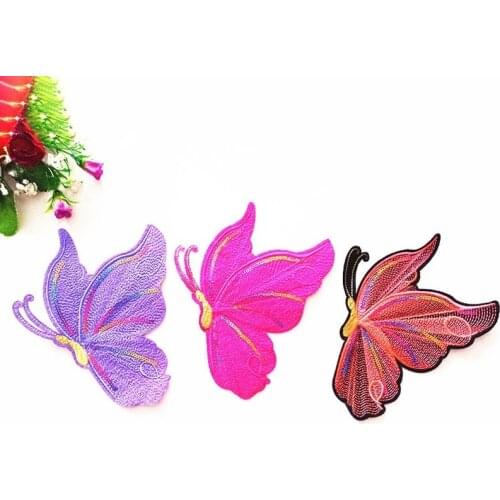 50pcs/lot Butterfly Sequins Embroidery Patches Letters Clothing Decoration Accessories Diy Iron Heat Transfer Applique