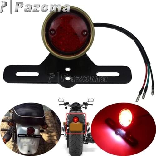 Aluminum Retro Style Motorcycle LED Tail Light Rear Brake Stop Lamp w/ License Plate Bracket For Harley Bobber Chopper Cruiser