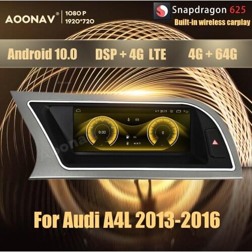 8.8 Inch 8Core 4+64G Android 10.0 Snapdragon 625 car radio GPS For Audi A4L 2013-2016 multimedia DVD player Head Unit