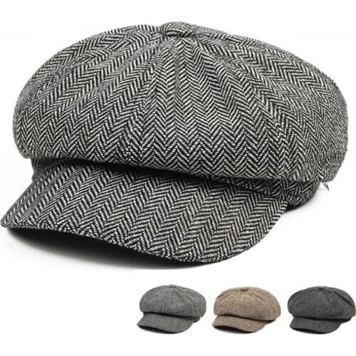 Baker Boy Cap Fashion Gatsby Hat Men Tweed Beret Winter Adjustable Warm Newsboy Cap Hats Male Octagonal Caps Dad Hat hombre