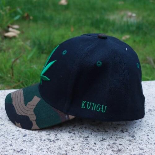 HORNET Mens Adjustable Black Cap Hat With Green Leaf Design 100% Cotton Hat for Mens Womens Outdoor Baseball Hat