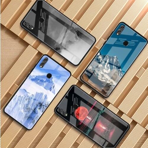 Snowy Mountain Clouds Sea Tempered Glass Phone Case For Huawei P20 P30 P40 P40 Lite Pro Psmart Mate 20 30 Cover Shell