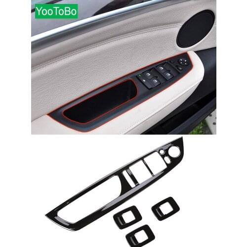 YOOTOBO Car Door Armrest panel decoration decals 4pcs for BMW X5 E70 2008-13 ABS Window Glass Lifting Buttons Trim