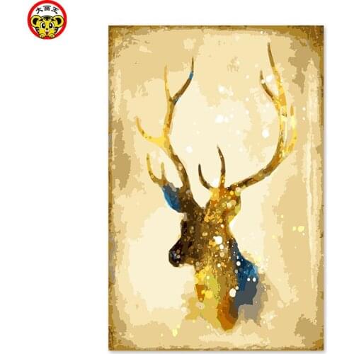 Diy digital oil painting by numbers drawing hand painted picture Wall Decor pictures for living room India Golden King gold deer
