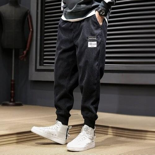 Fashion Men Jeans Loose Fit Casual Newly Autumn Corduroy Cargo Pants Wide Leg Harem Trousers Streetwear Hip Hop Jogger Pants Me