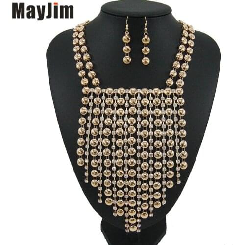 Statement necklace 2018 fashion Luxurious Sequins tassel jewelry sets chain dubai bridal jewelry sets Vintage Bijoux Accessories