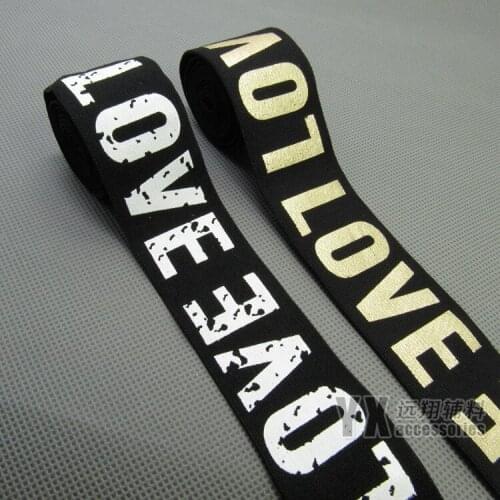 New Design Printing Letter Patterns Stretch Elastic Bands Webbing 38mm Width 5 Meters DIY Decor Belt Clothes Garment Accessories