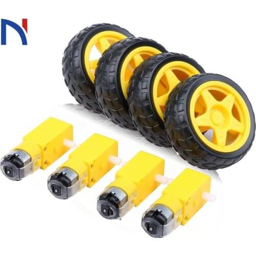 DC Electric Motor with Plastic Toy Car Tire Wheel 3-6V Dual Shaft Geared TT Magnetic Gearbox Engine for Arduino Diy Kit