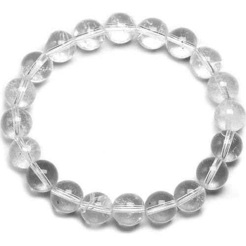 Natural White Clear Quartz Gems Stone Round Beads Handmade Stretchy Women Men Bracelet Healing Energy Gift Jewelry