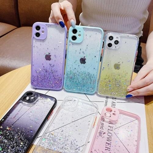 Gradient Glitter Case For IPhone X Cases Iphone 11 12 Pro Max Mini XR XS 8 7 6 6s Plus SE 2020 Cover Silicon Protective Fundas