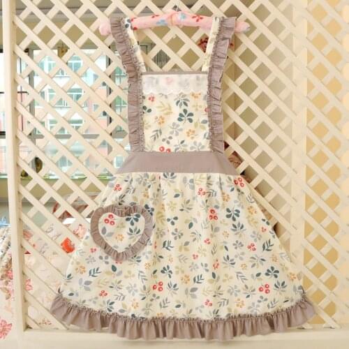 Korean Cotton Light Gray Aprons Household Smock Kitchen Work Dressing Countryside Sleeveless Cleaning Aprons House Supplies