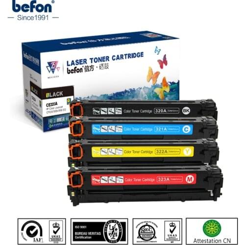 Befon Toner Cartridge Compatible for HP CE320A CE321A CE322A CE323A 128A 320 321 322 323 laserjet CM1415 CM1415fn 1415 CP1525
