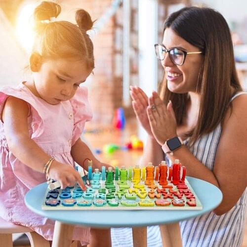 Colorful Math Wooden Toys Magnetic Board Math Fishing Learning Game Childrens Alphanumeric Matching Early Education Training