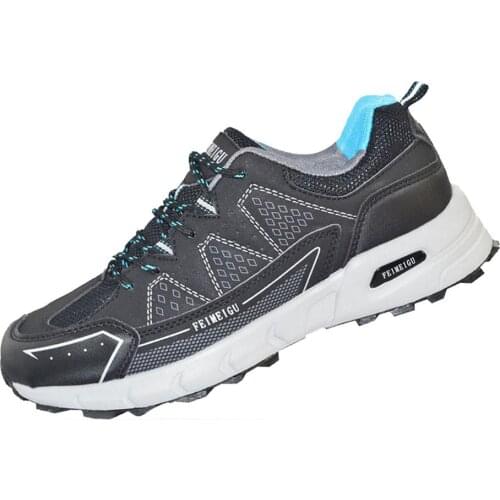 FEIMEIGU Men Elastic Sneakers Non Slip Trainers Running Jogging Walking Hiking Outdoor Athletic Workout Durable Shoe Black Style