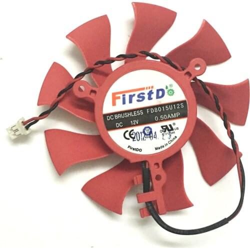 1 Pcs 75MM 39MM*3 12V 0.5A 2 Wire FD8015U12S VGA Cooler Video Card Cooling Fan Replacement For XFX HD6850 HD4860 GPU Cooling