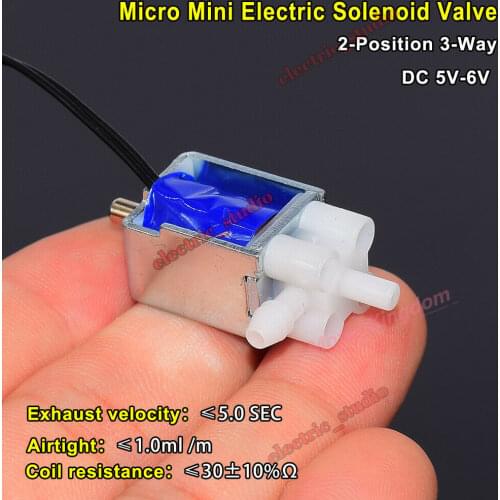 Micro Mini Electric Solenoid Valve DC5V 6V 2-Position 3-Way Air Valve Vent valve