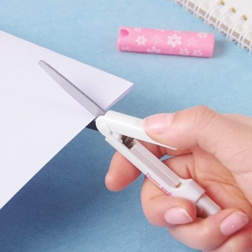 Multifunction Portable School Scissors Cute Kids Scissor Paper 2 PCS/Lot Folding Mini Craft Scissors With Protective Cover