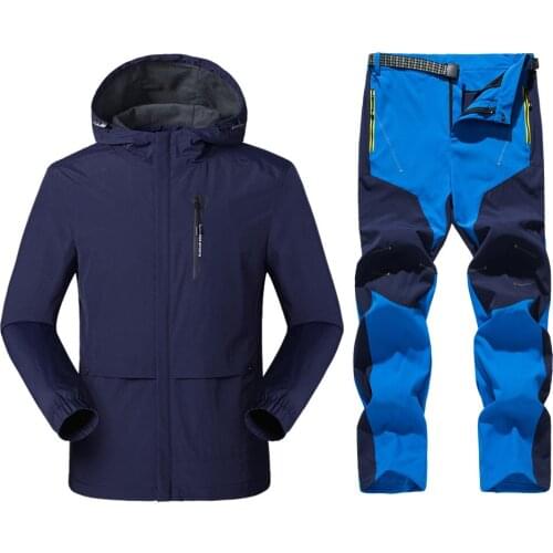 Spring Summer Men Quick-Dry Windbreaker Jacket set Outdoor Waterproof Male Trekking Camping Hunting Fishing Jackets Sport Pants