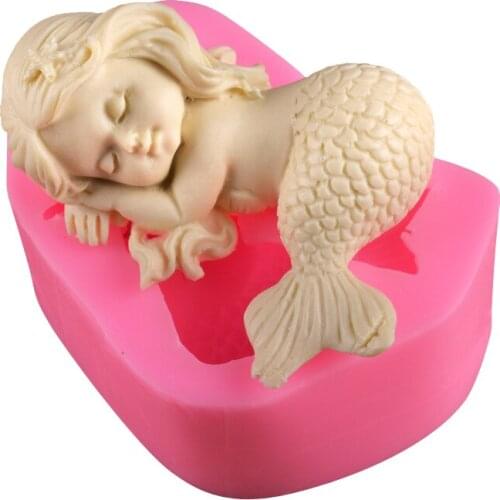 New 3D Sleeping Mermaid Cake Silicone Mold Soap Mold DIY Chocolate Candy Fondant Cake Baking Decorative Molds