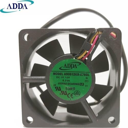 New Original For ADDA AD0612HX-A76GL DC 12V 0.23A 60x60x25MM 3 wire lead server inverter pc cpu case cooling fan