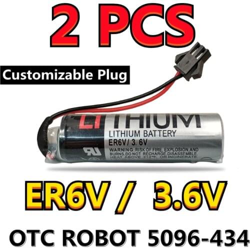 2PCS NEW Original ER6V For OTC 5096-434 ROBOT Encoder 3.6V 2000mAh PLC Battery With Black SM-2P Connector (Customizable Plug)