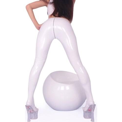 Tight Pants For Women Sexy Latex Ammoniacal Zipper Open Crotch Pencil Pants PVC Shiny Leggings Night Club PU Stage Pants Gothic