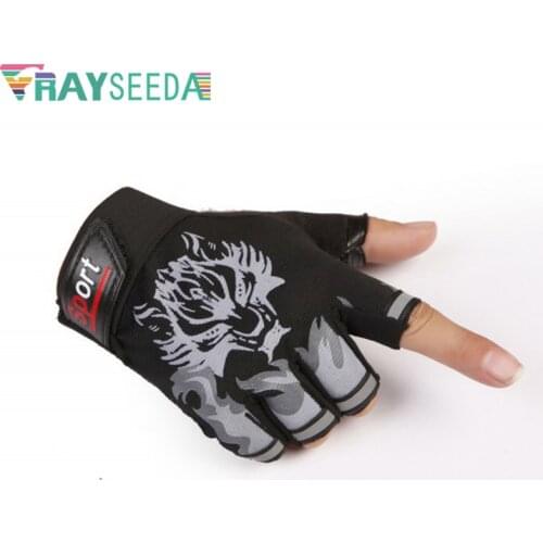 Rayseeda Wolf Half Finger Weight Lifting Gloves Adjustable Summer Breathable Running Riding Fitness Cycling Gloves For Men Women