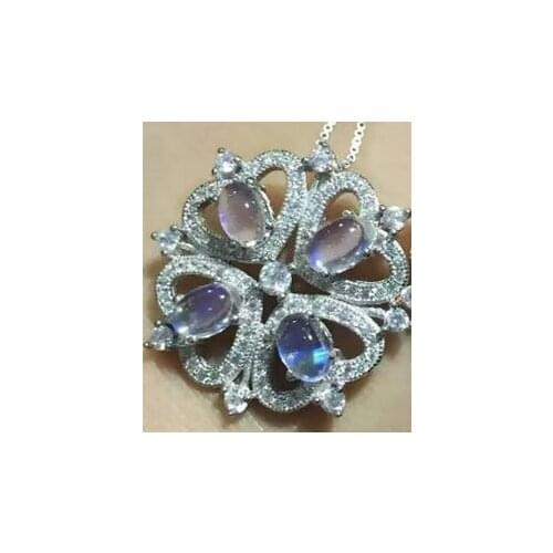Natural moonstone pendant S925 silver Natural gemstone Pendant Necklace trendy Elegant Heart sword women party fine jewelry