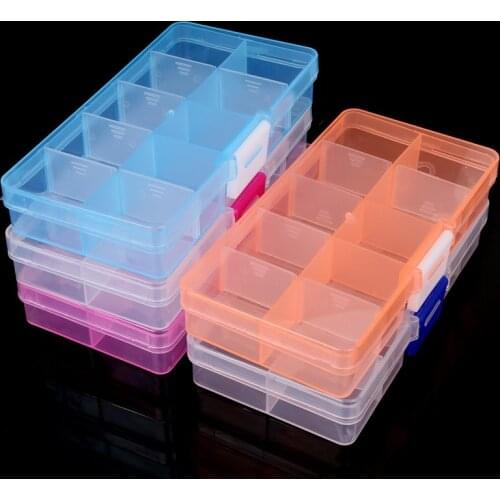 10 Slots Adjustable Jewelry Storage Box Transparent Craft Organizer Beads Box Storage Box Case Holder Case Display Container