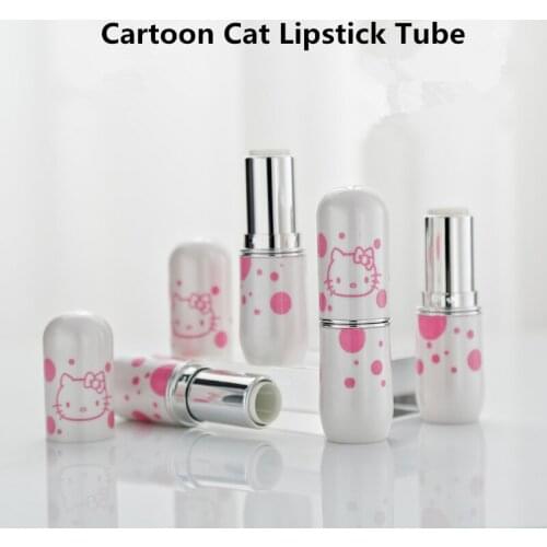 Empty Lipstick Tube DIY Lip Balm Container Refillable Bottle Cartoon Cat Lipstick Tube Calibre 12.1 Package Material