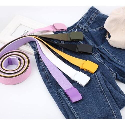 Men Women Automatic Fashion Nylon Belt Buckle Fans Canvas Belt Youth Colorful Belt Thicken Long Cloth Belts Knitted Waistband